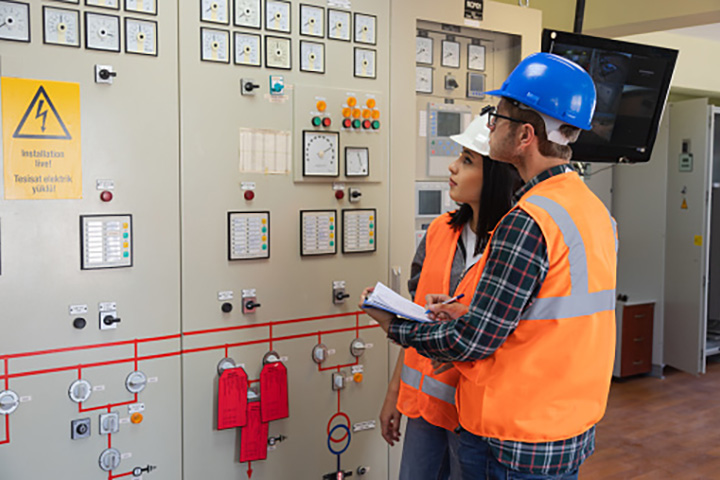 inspectors monitoring a system